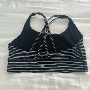 Black pinstripe criss cross Lululemon bra size 10